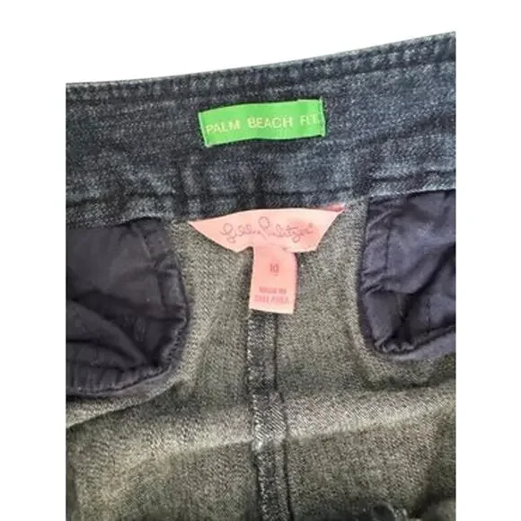 Lilly Pulitzer Palm Beach Jeans Size 10 - Dark Denim Pants-Missing top button - Picture 2 of 8